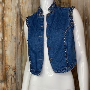 Chili’s 80s/90s Vintage Blue Jean Crop Vest | S